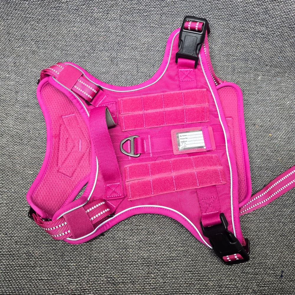 Rabbitgoo Tactical Dog Harness Pink Large Adjustable Reflective No Pull Handle - Picture 2 of 4